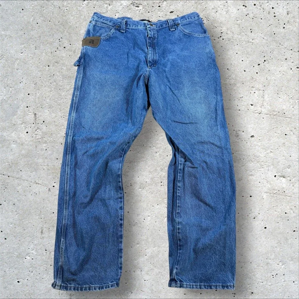 Wrangler Riggs Workwear Carpenter Jeans Mens 42x34 Blue Denim Utility 3W020AI